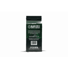 Back of Black Rifle Coffee Company ground coffee bag with product details