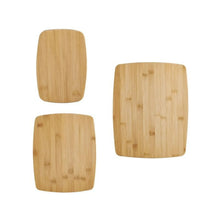 Three bamboo cutting boards with rounded corners, set of 3