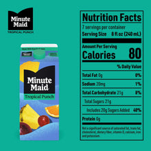 Nutrition Facts panel on Minute Maid Tropical Punch juice carton