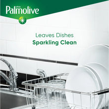 Palmolive Sparkling Clean text over dishwasher with water and glass rack