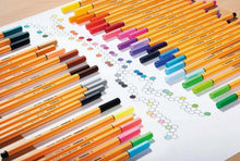 Set of orange-barrel fineliner pens with multicolor tips