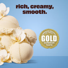 Vanilla flavor protein shake with vanilla ice cream scoop and Gold taste badge