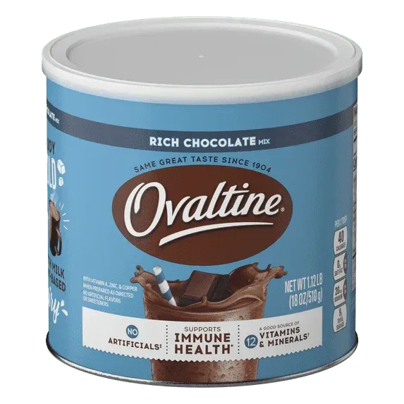 Ovaltine Rich Chocolate Powdered Stir In Drink Mix for Hot and Cold Milk, 18 oz, 46 Servings - USA MEGA SHOP