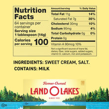 Salted butter nutrition facts and ingredients panel with sweet cream and salt