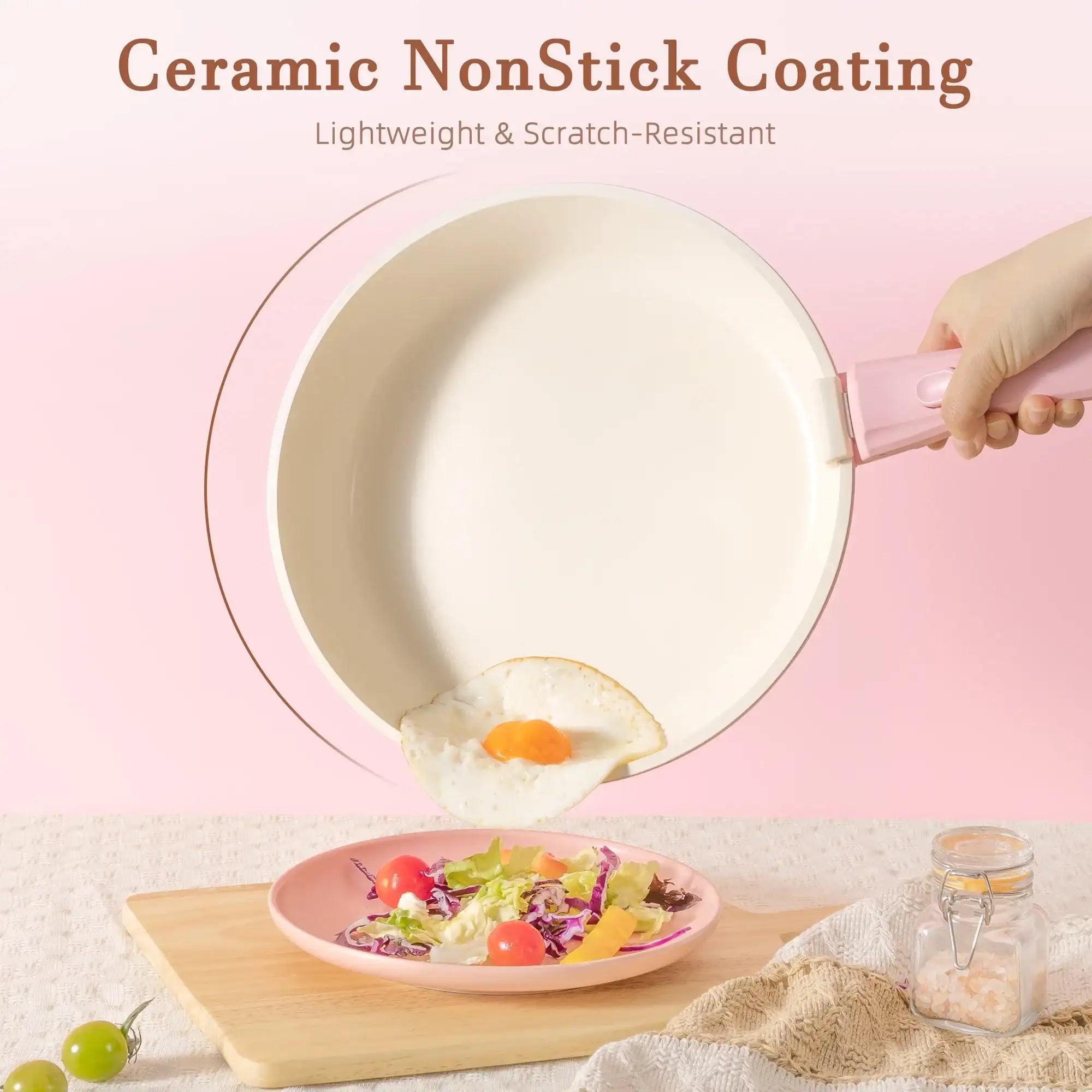 Astercook 20-Piece Pots and Pans Set, Nonstick Cookware Set with Detachable Handles, Oven & Dishwasher Safe, Induction Compatible, Stackable RV Kitchen Cooking Set