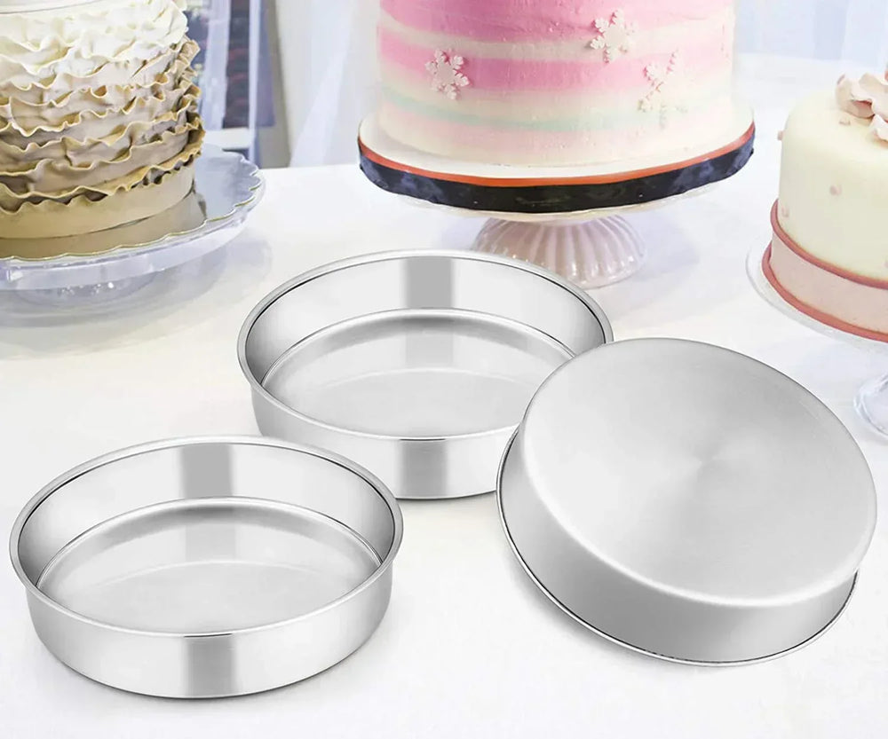 Vesteel Cake Pan, Stainless Steel Round Layer Cake Baking Pans, Non-Toxic & Healthy, Mirror Finish & Dishwasher Safe - USA MEGA SHOP