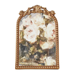 Home Decor Collection Filigree Tabletop Floral Art, Gold Ornate Frame with Botanical Design, 6x8, Gold Iron Frame