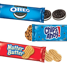 Assorted Oreo, Chips Ahoy!, and Nutter Butter cookie snack packs with cookies
