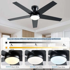 Ceiling Fans with Lights, 48 inch Low Profile Ceiling Fan with Light and Remote Control, Flush Mount, Reversible Motor, Dimmable, Noiseless, White Ceiling Fan for Bedroom, Indoor/Outdoor Use - USA MEGA SHOP