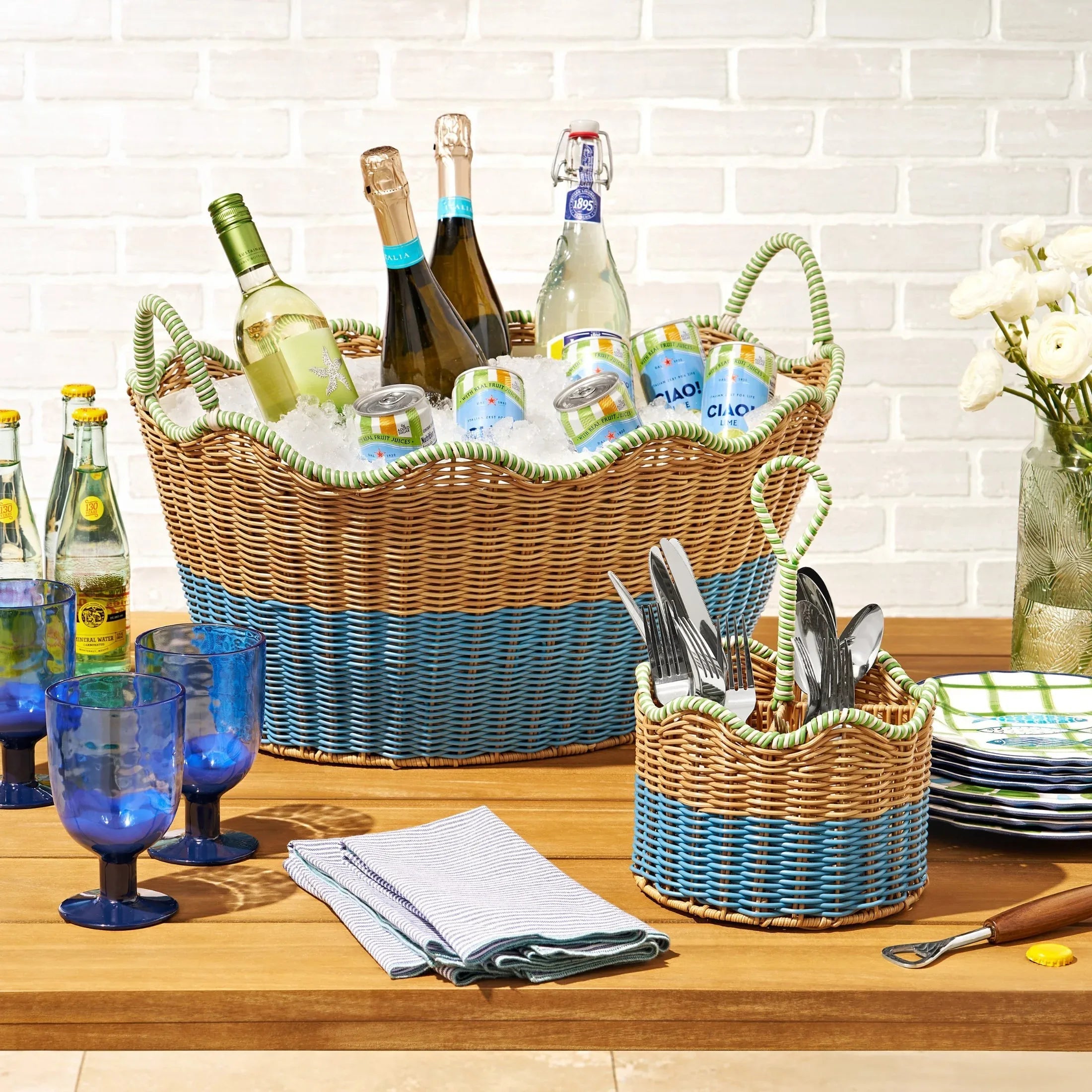 Beautiful Two-Tone Rattan Drink Basket by Drew Barrymore
