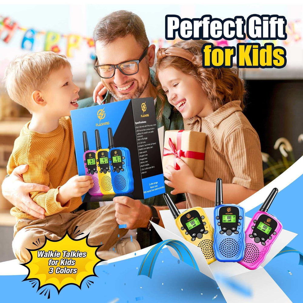 Kids Walkie Talkies 3 Packs, 2 Way Radio, 3 KM Long Range, Clear Sound 22 Channels Indoor Outdoor Toy for Boys Girls 3-12 Years Old Kids Gifts - USA MEGA SHOP