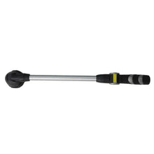 Telescoping watering wand with black head and silver handle, yellow accent