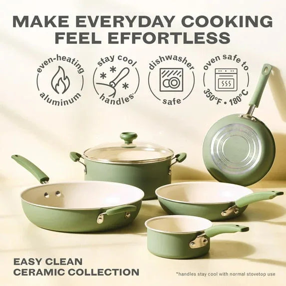 Farberware Easy Clean 12.5 Inch Ceramic Nonstick Frying Pan / Skillet with Helper Handle, Dishwasher Safe, Green