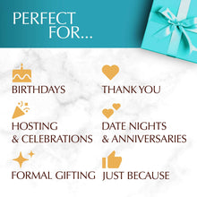Mini pralines gift box with celebration icons and 'Perfect for' message