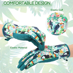 Hengguang Gardening Gloves for Women - Thorn Proof & Puncture Resistant, Breathable Floral Gloves for Rose Pruning,Mother's Day Gift (Floral Design)