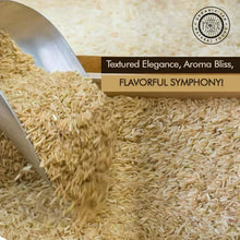 Close-up of dry brown basmati rice grains in a scoop