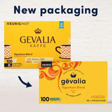 Keurig-compatible Gevalia K-Cup pods box set with new packaging layout