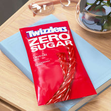 Twizzlers Zero Sugar strawberry candy bag with red twisted licorice-style sticks