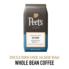 Peet's Big Bang medium roast whole bean coffee bag, front view, 10.5 oz