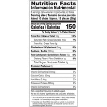 Ruffles queso snack chips nutrition facts label with calories and serving info