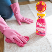 Carpet & upholstery stain remover bottle with star brush head cleaning light carpet