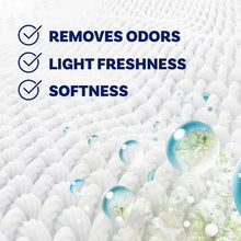 Laundry softener illustration of white bubbles with blue-green scent drops