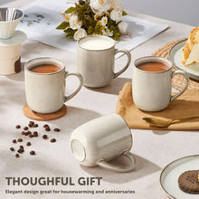 Ceramic coffee mug set, cream reactive glaze mugs with handles for serving drinks