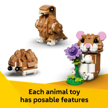 LEGO animal models set: hamster with flower plus two tan animal figures