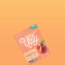 Sliced dried nectarines snack bag in a small upright pack with green top label
