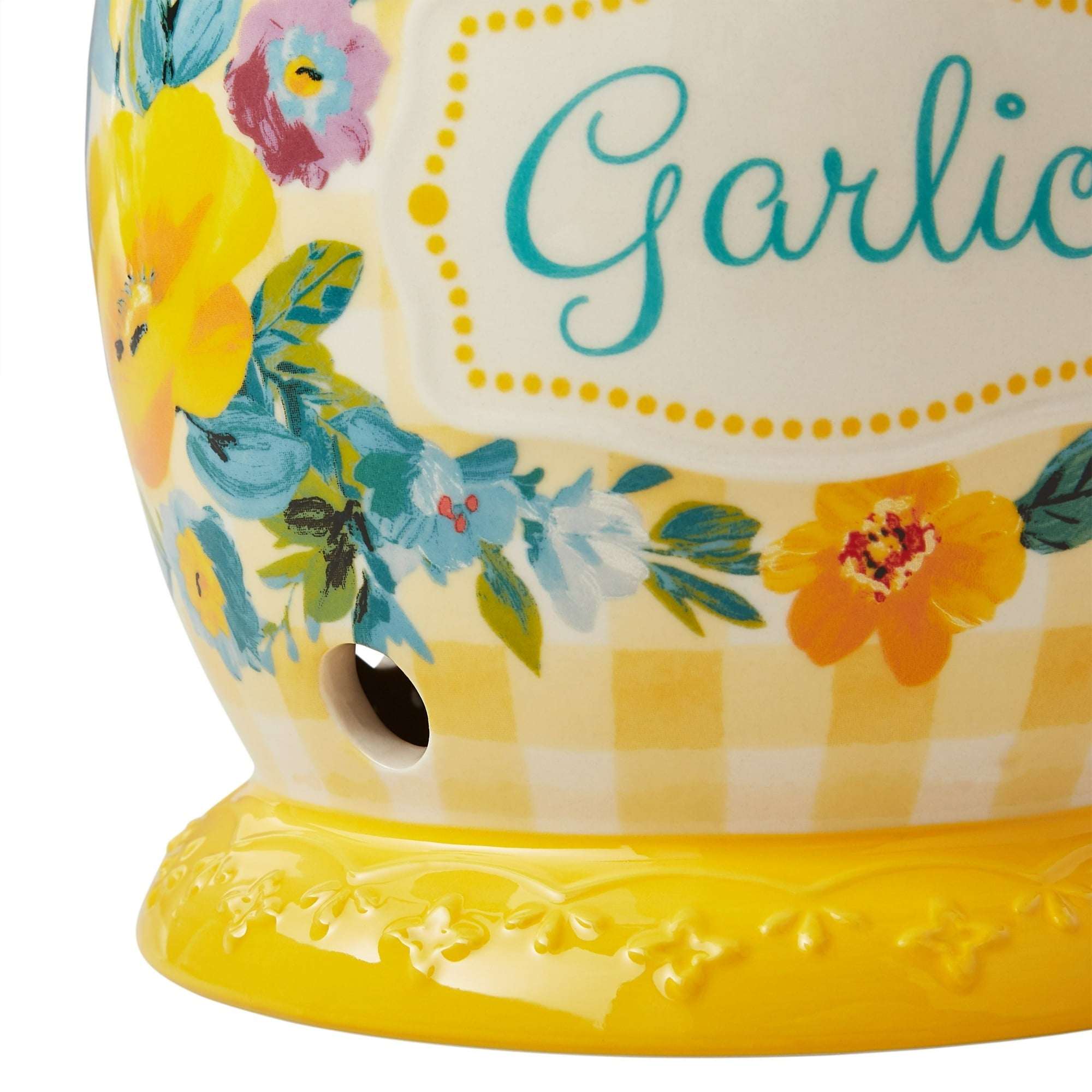 The Pioneer Woman Sweet Romance Ceramic Garlic Keeper with Lid