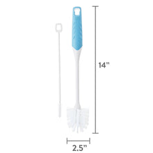 Bottle and straw cleaning brush set with blue grip; 14 in tall, 2.5 in wide