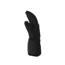 Black softshell gloves side view with wrist strap and small pocket