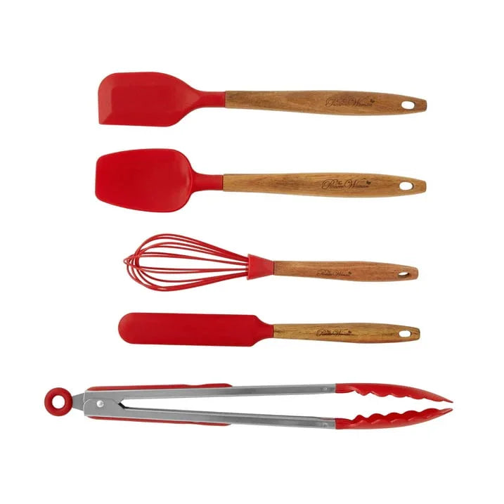 The Pioneer Woman 10-Piece Silicone and Acacia Wood Handle Cooking Utensils Set