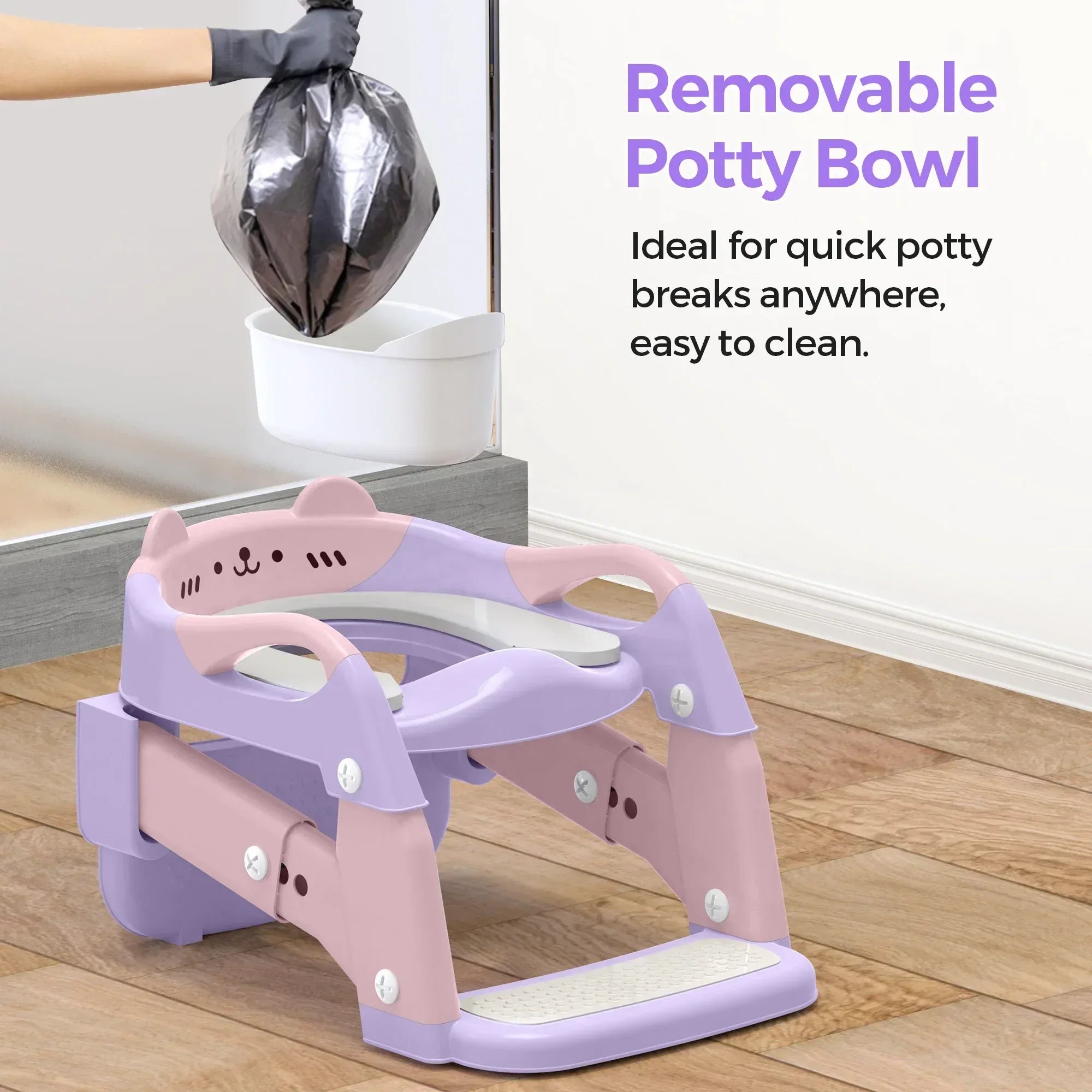 FVLOENG Potty Training Seat for Kids Boys Girls,3 in 1 Toddler Toilet,Potty Training Toilet with Urinals, Toddler Step Stool Ladder and Splash Guard Anti-Slip with Soft Cushion (Pink)