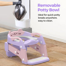 Pink and lavender 3-in-1 potty seat with removable bowl on step stool ladder