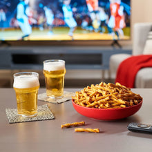 Bowl of seasoned pretzel twists with two loose twists