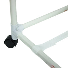 Laundry sorter cart frame with side rail and caster wheel