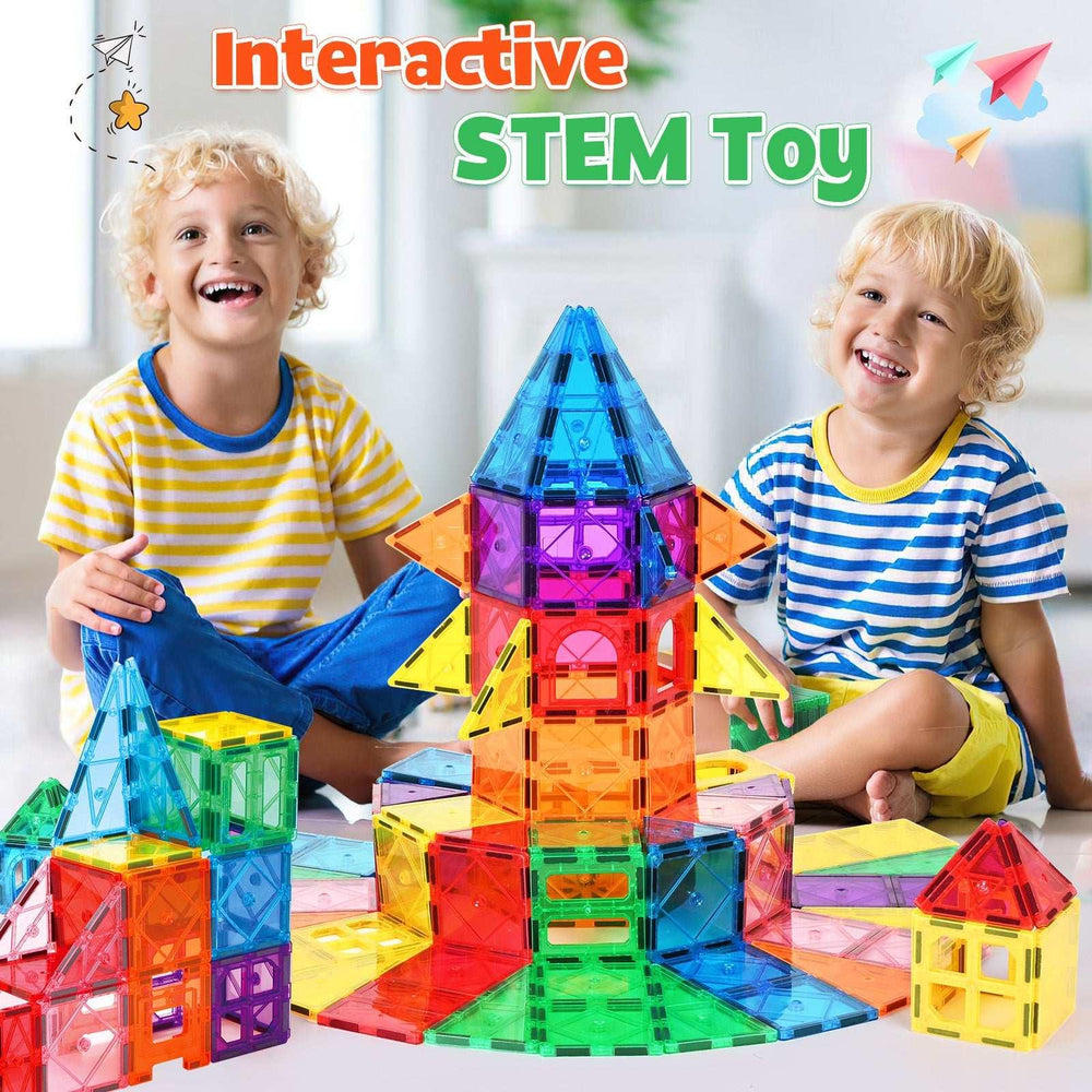 Magnetic Tiles for Kids,Educational Magnetic Building Blocks for Boys Girls, STEM Preschool Kidergarten Learning Toys - USA MEGA SHOP