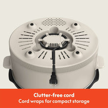 Slow cooker base top view with vented heater and cord outlet, bella