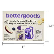 Bettergoods fruit pouch label with 5.5 in height and 8 in width