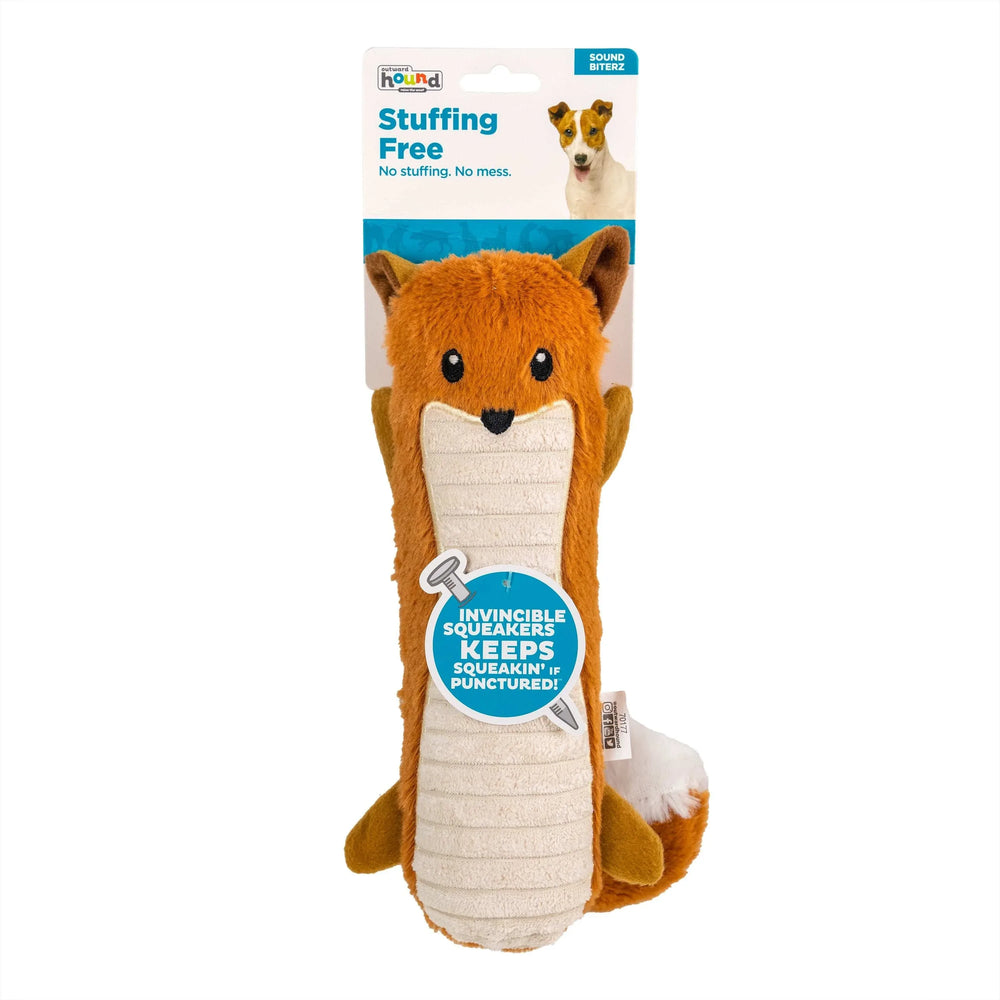 Outward Hound Stuffing-Free Big Squeak Fox Plush Dog Toy, Orange, Medium - USA MEGA SHOP
