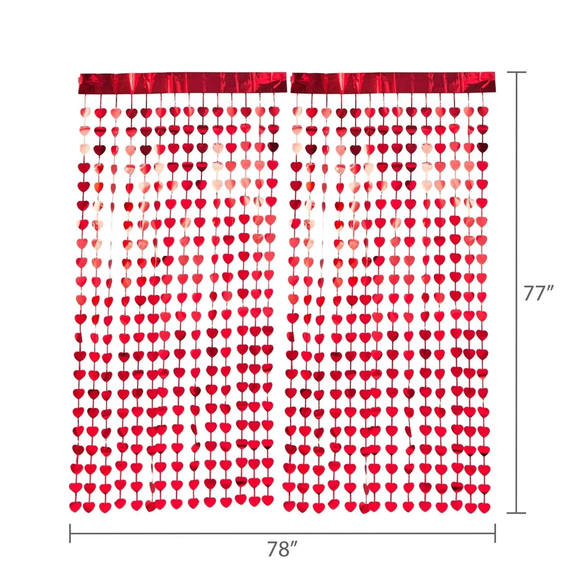 Foil Heart Photo Backdrop, Red, 39" x 78", 2 Pieces, Valentine's Day by Way To Celebrate