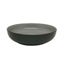 Two-tone coupe dinner bowl, matte black exterior with gray interior