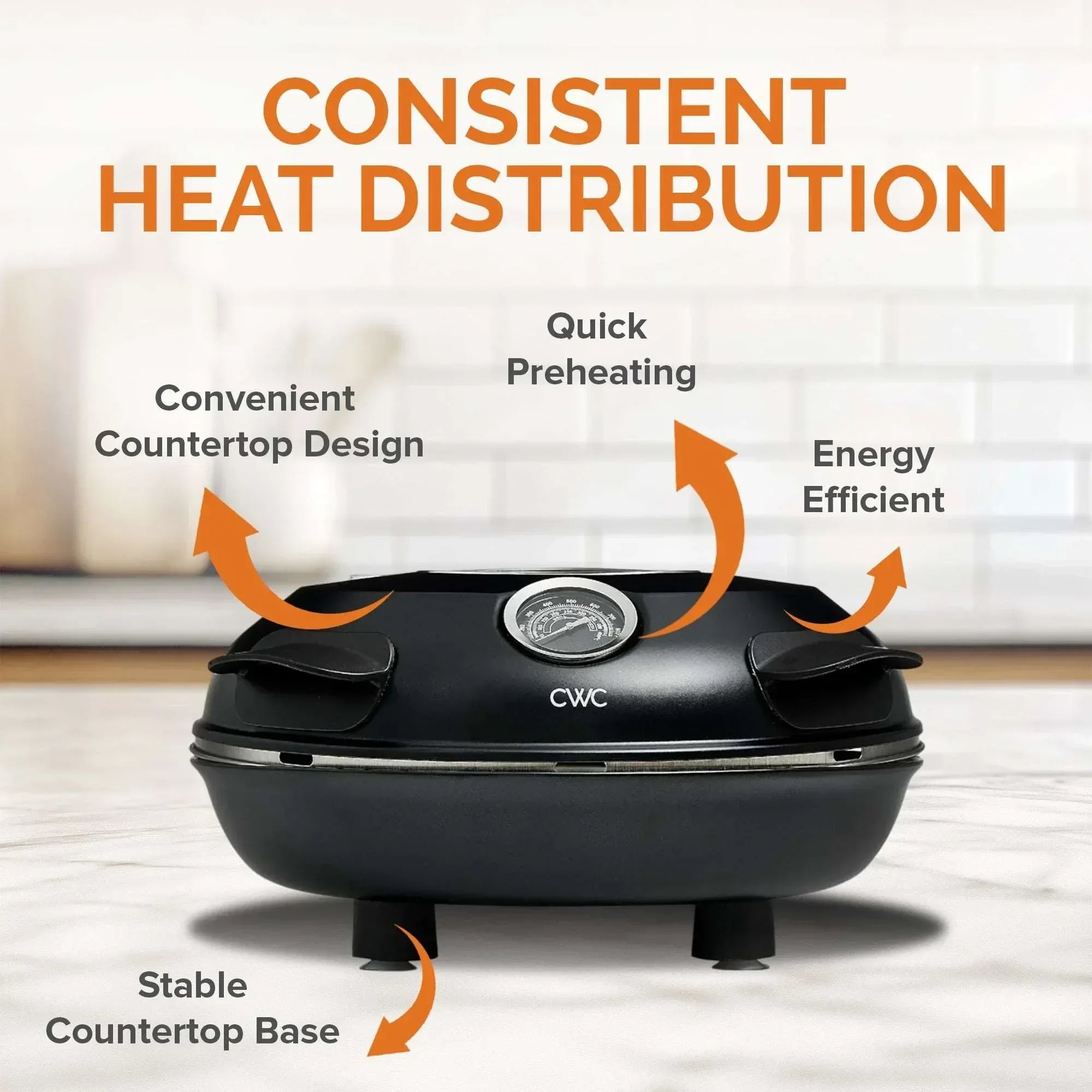 COOK WITH COLOR Pizza Oven, Electric Indoor Pizza Maker, Countertop Pizza Cooker, Black