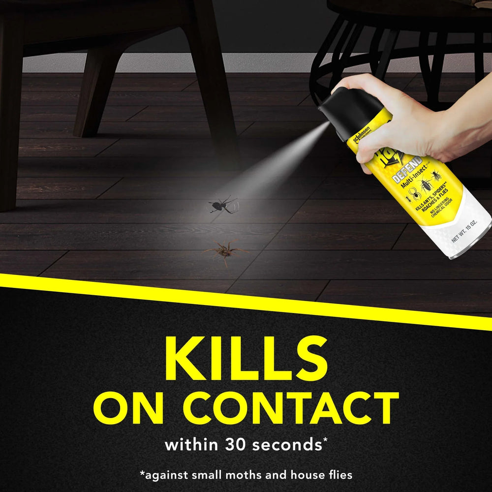 Raid Defense System Indoor and Outdoor Ants, Roaches, Spiders and Flies Insect Killer Bug Spray, 15 oz - USA MEGA SHOP