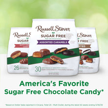 Russell Stover sugar-free assorted caramel chocolates, multiple bags with wrapped pieces