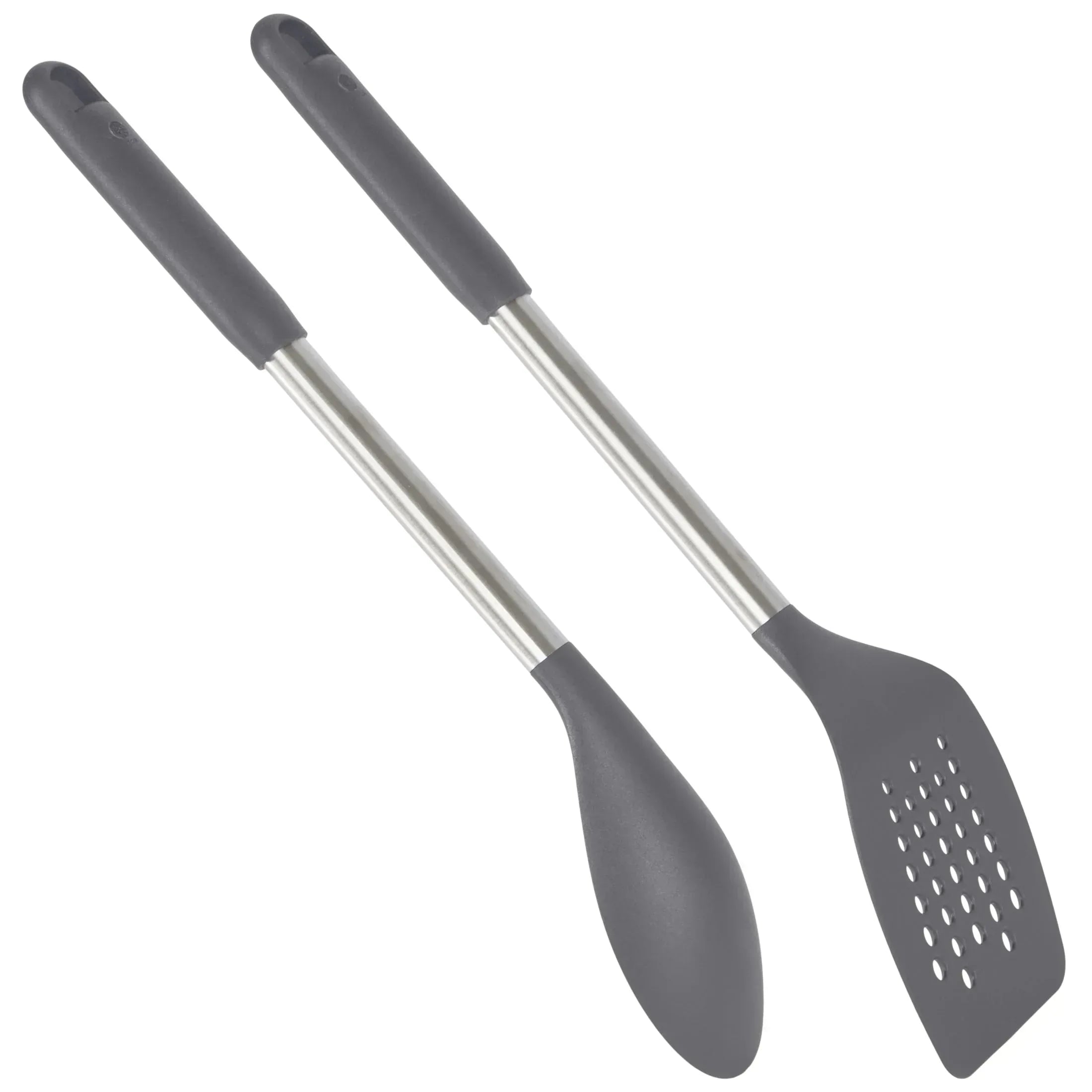 GoodCook Pro 2 Piece Turner & Spoon Set for Kitchen Cooking, Stainless Steel with Nylon Heads