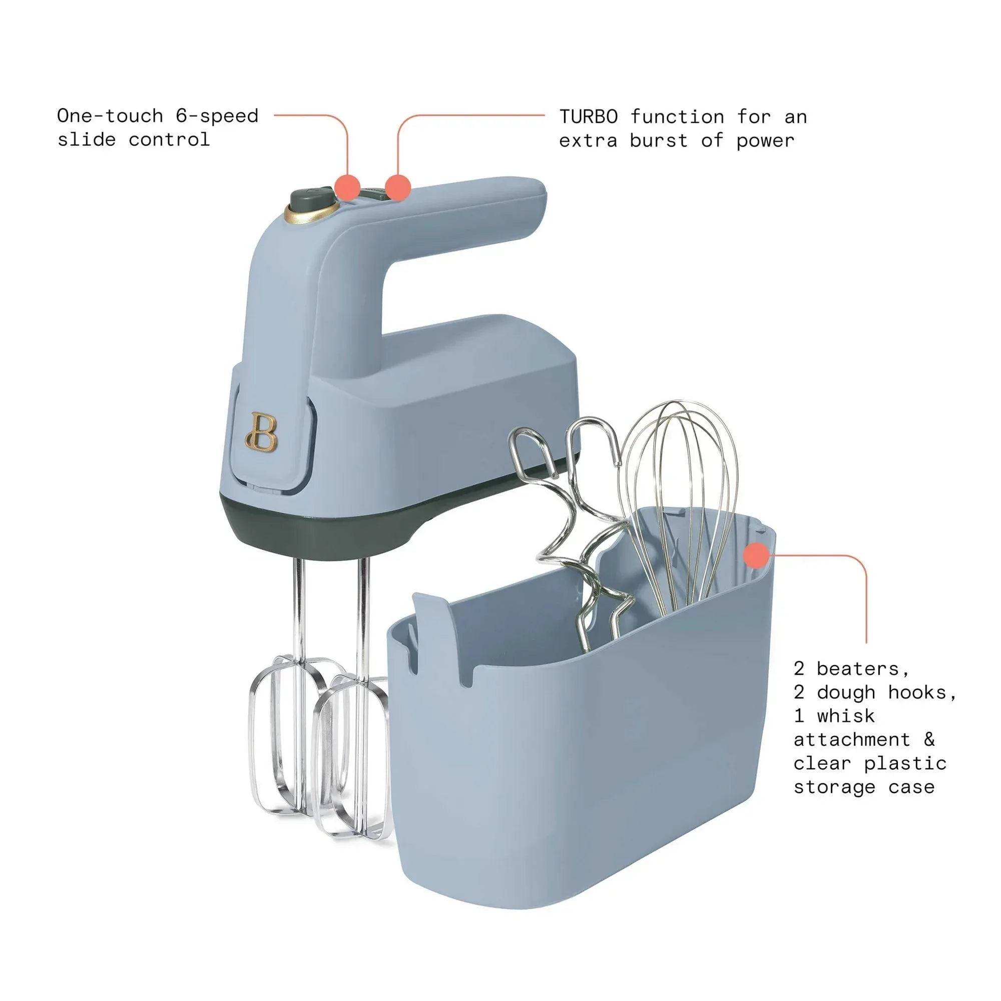 Beautiful 6-Speed Electric Hand Mixer, White Icing by Drew Barrymore