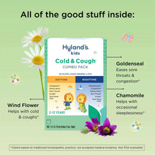 Kids cold & cough combo pack box with daytime and nighttime labels