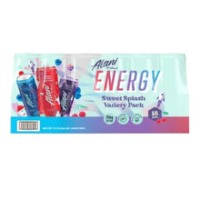 Alani Energy Sweet Splash variety pack 18-pack box, front view with multiple can images